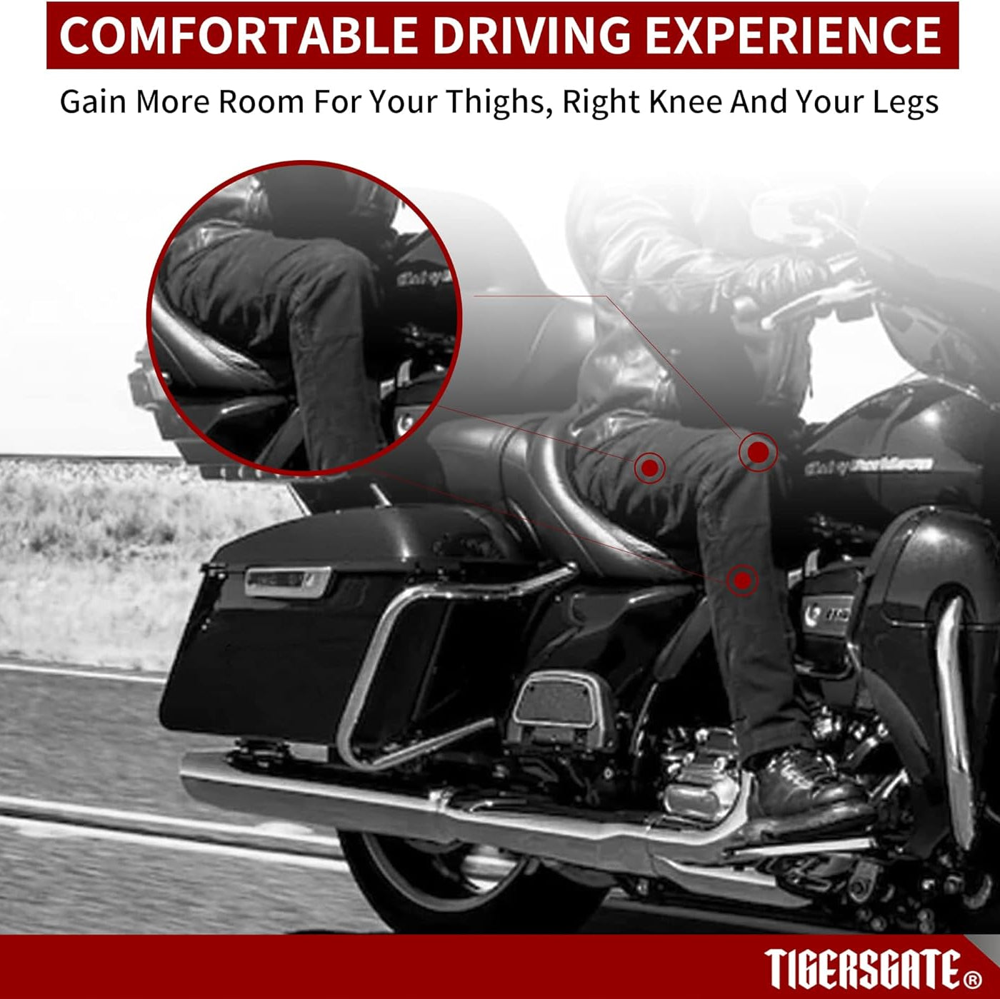 Driver Floorboard Relocation Brackets Compatible with 2014-2022 Harley Some Touring Models, Black