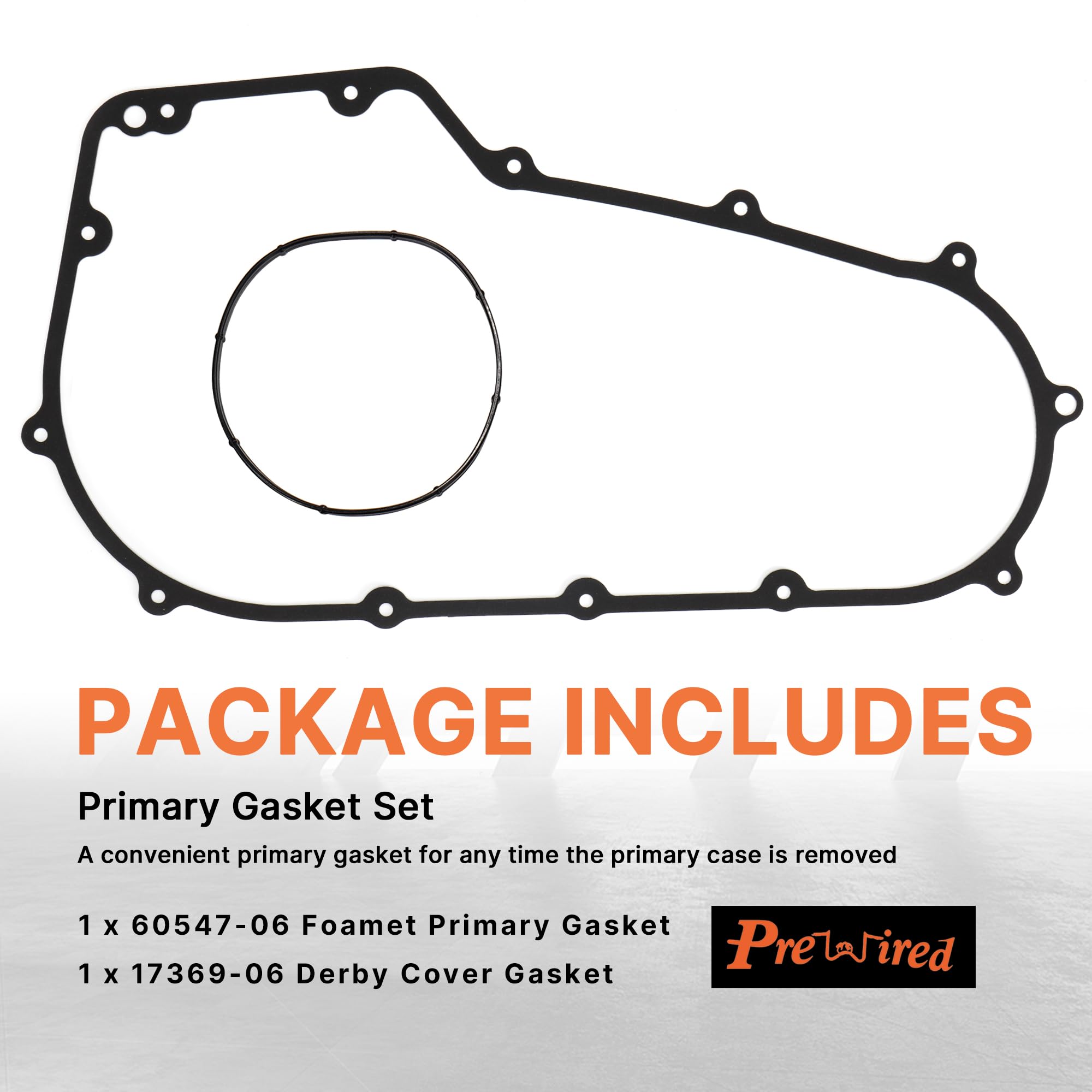 Prewired 2006-2017 Softail & Dyna Primary Gasket Kit Clutch Cover Seal for Harley 2007-2017 Softail and 2006-2017 Dyna FXD Models, 2 PCS