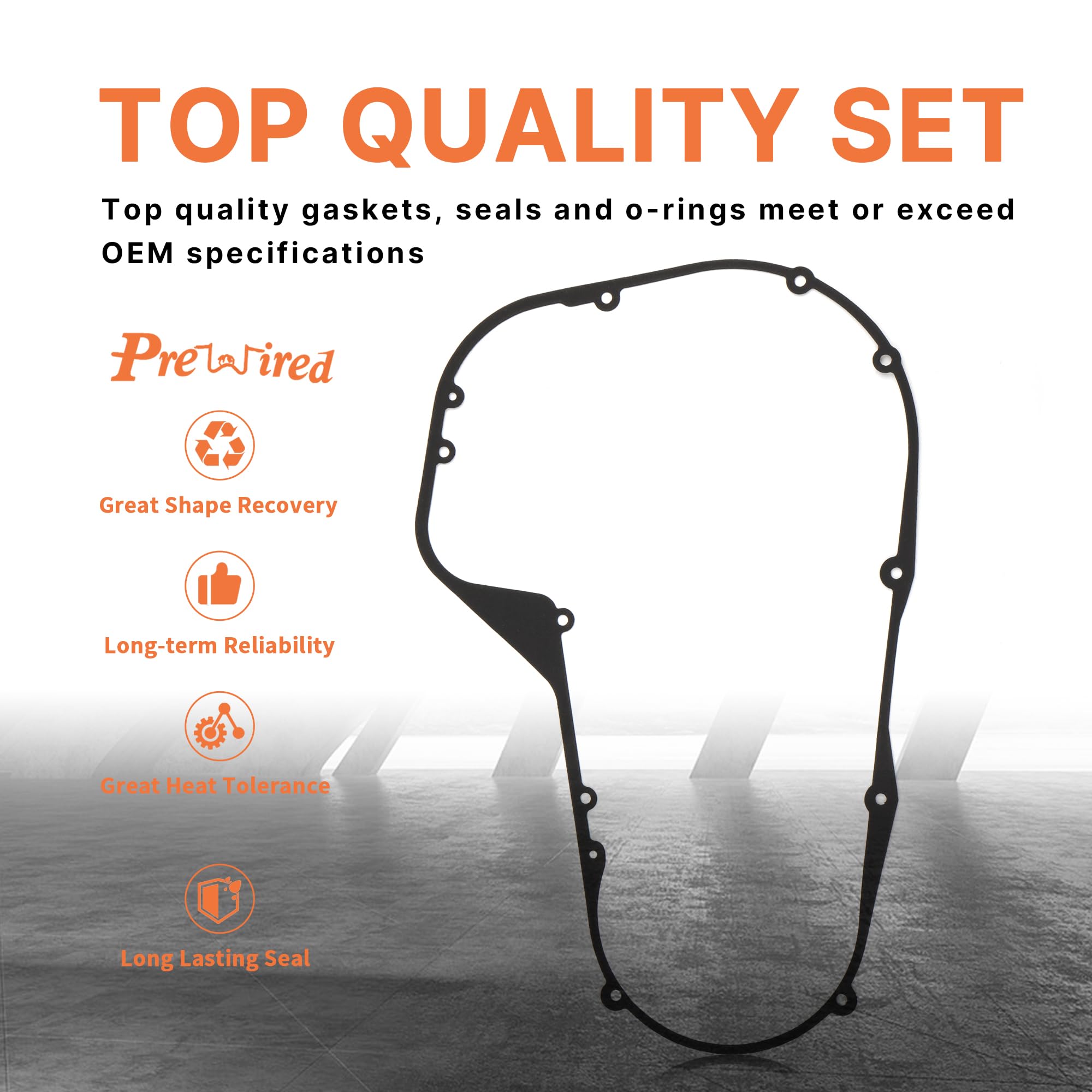 Prewired 1999-2006 Twin Cam Touring Primary Cover Gasket Clutch Inspection Seal Set for Harley 1999-2006 Twin Cam Street Glide/Electra Glide FLHT/Road Glide FLTR/Road King FLHR Models, 4 PCS