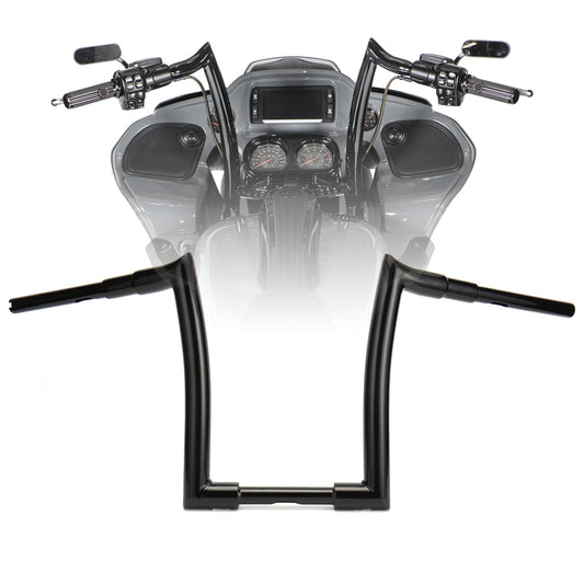 Gloss Black 1.5 inch Fat Ape Hangers 14 inch Rise Easy Wiring Handlebars for Harley 1996-2013 Road Glide & 1995-Up Road King & Softail models & Dyna Models