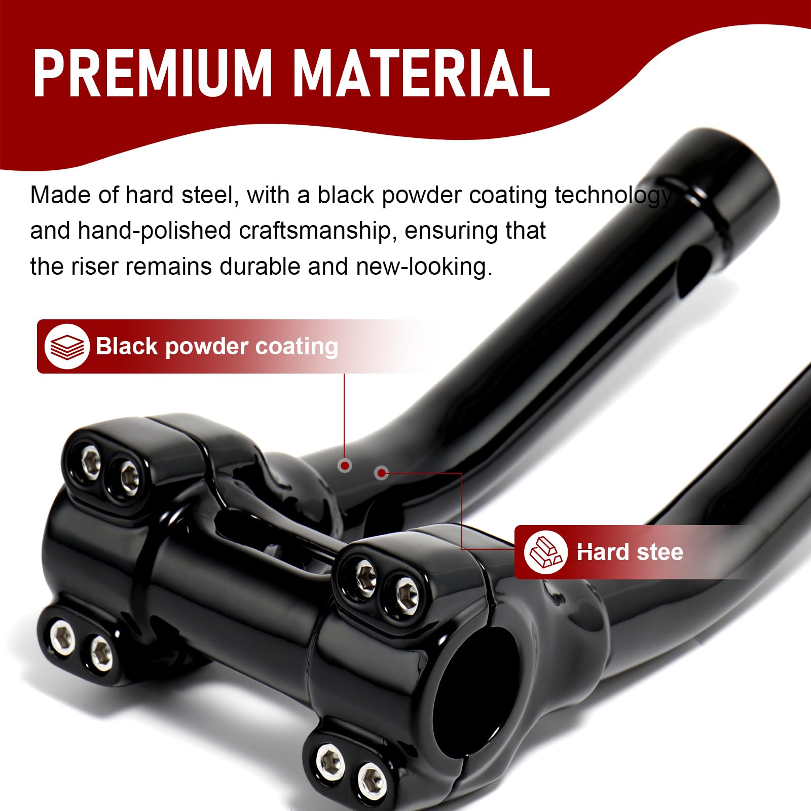 TIGERSGATE 10 Inch Handlebar Riser 1.25 Murdock Pullback Risers for Harley, Black