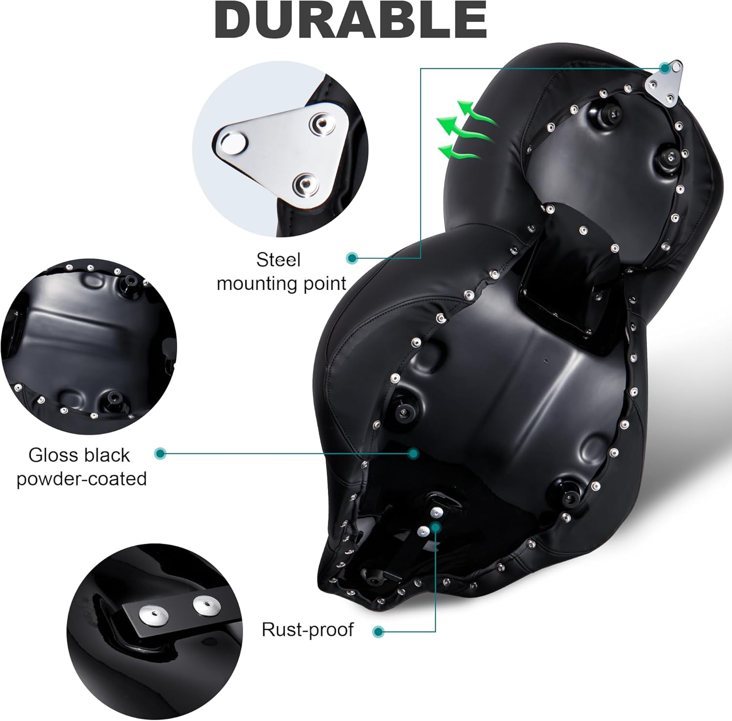 MoKitDora Motorcycle Seats One-Piece Deluxe Driver & Passenger Seat for Harley Touring 1997-2007 Electra Road Glide, Stripes Stitched