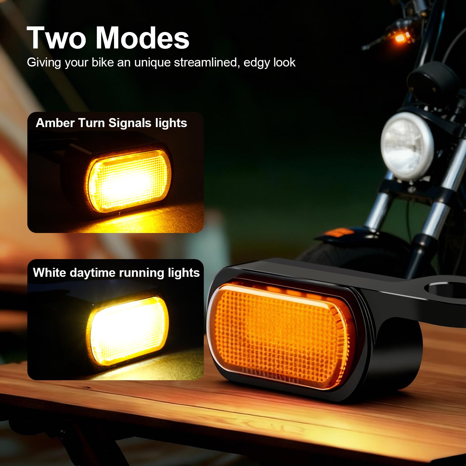 MoKitDora LED Turn Signals Front Mini Blinkers Running Light for 2009-2017 Harley Touring Street Road Electra Glide King 2015-2024 Softail Breakout Deluxe Fat Boy Street Bob