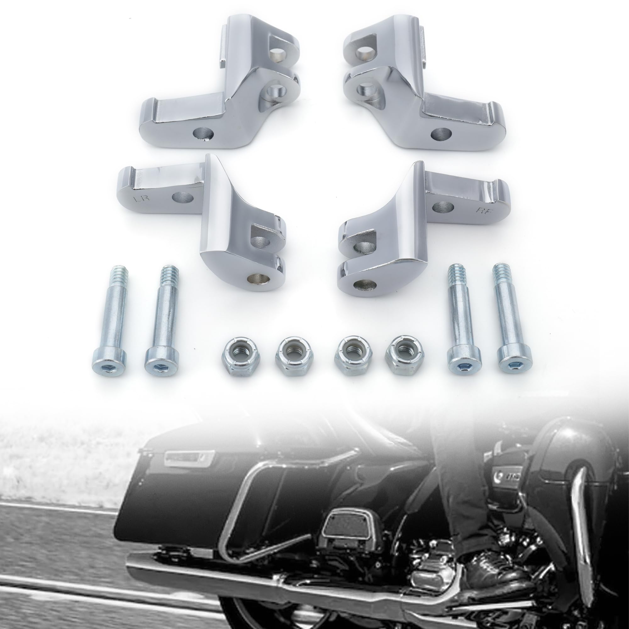 Driver Floorboard Relocation Brackets Compatible with 2014-2022 Harley Some Touring Models, Black