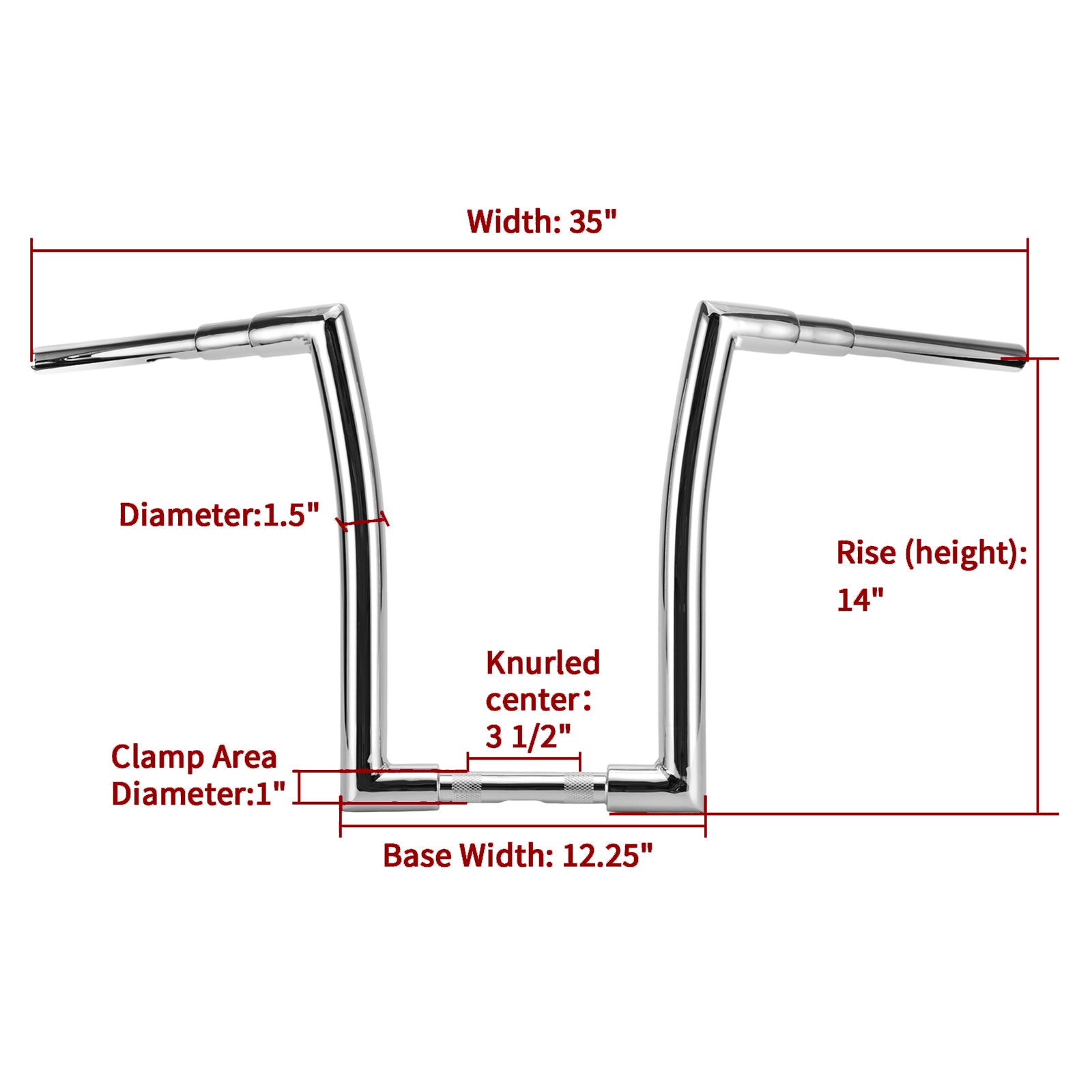 TIGERSGATE 1.5 inch Fat Ape Hangers 12 inch/14 inch/16 inch/18 inch Rise Handlebars for Harley Dyna Softail Sportster Road King Road Glide