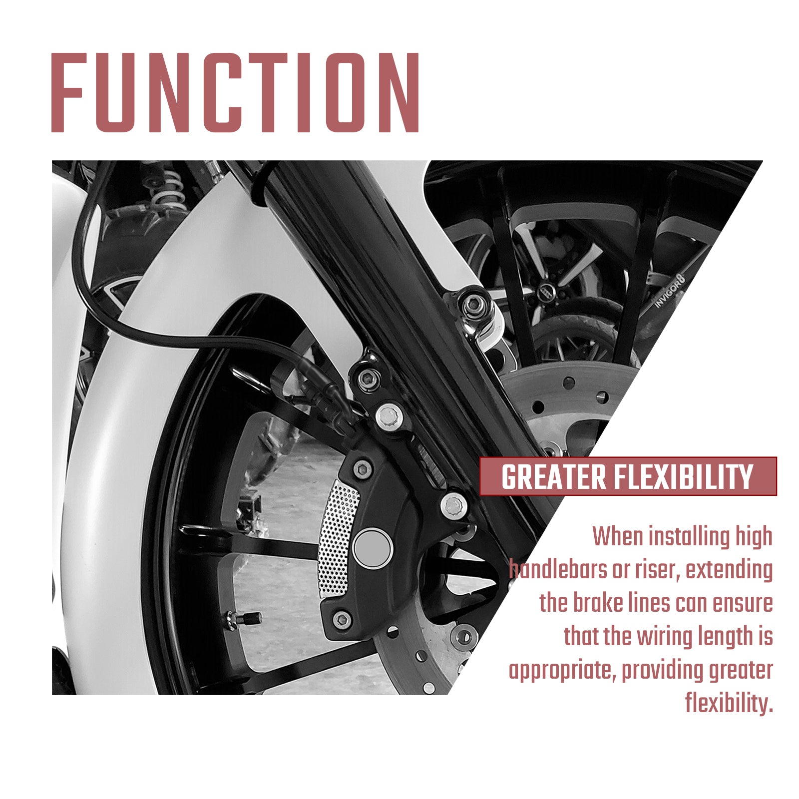 MoKitDora Touring Front Brake Lines Extended Brake Cable Oil Hose for 10