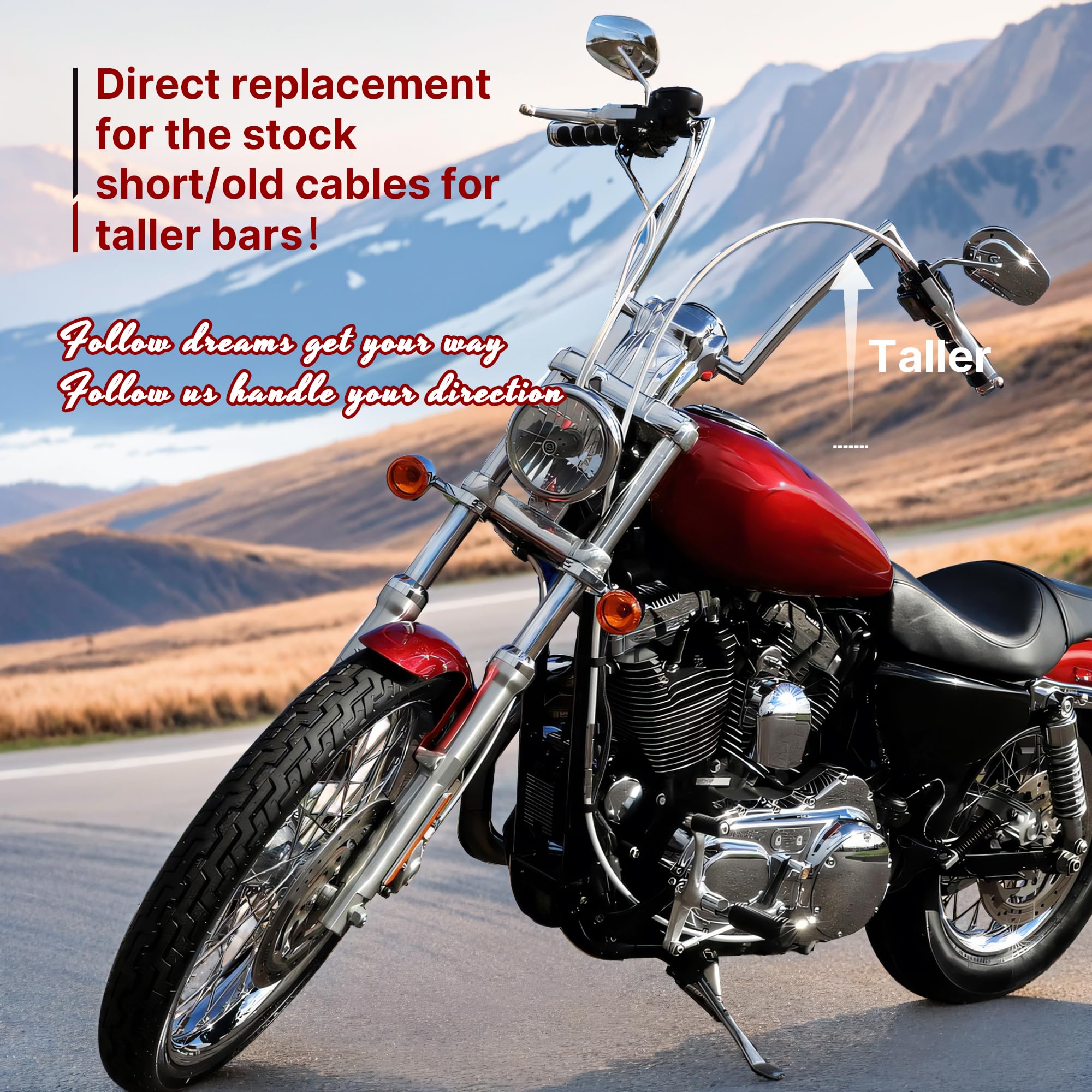 TIGERSGATE 16 inch Ape Hanger Sportster Cables Kit Handlebar Extended CAN-Bus/Turn Signal Wires/Clutch/Throttle Cables/Brake Line for 2007-2013 Harley Non-ABS Iron XL XLH 883 1200 50 Models