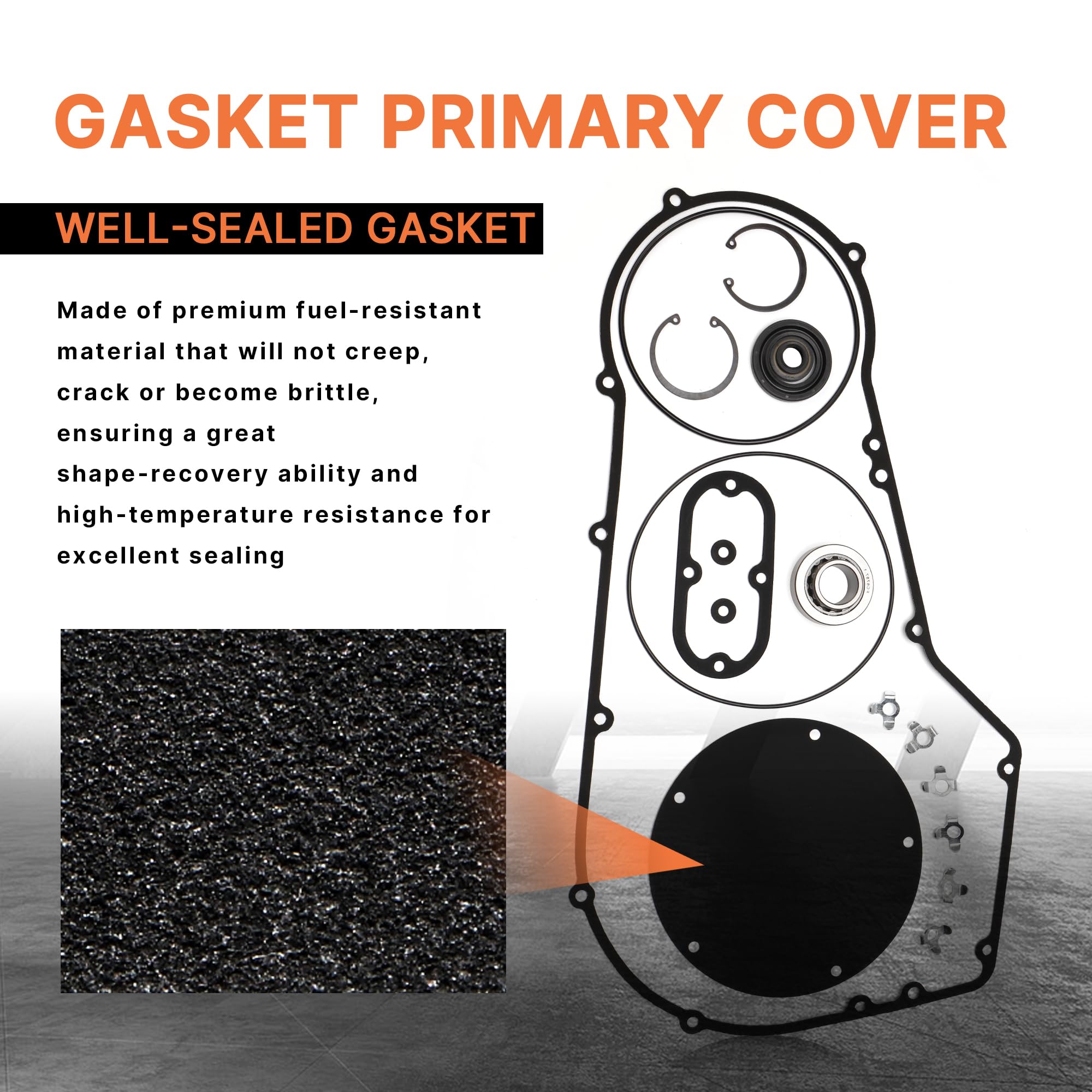 Primary Cover Gasket & Inner Primary Bearing Replacement Seal Kit for Harley 1994-2006 Softail & 1994-2005 Dyna Models