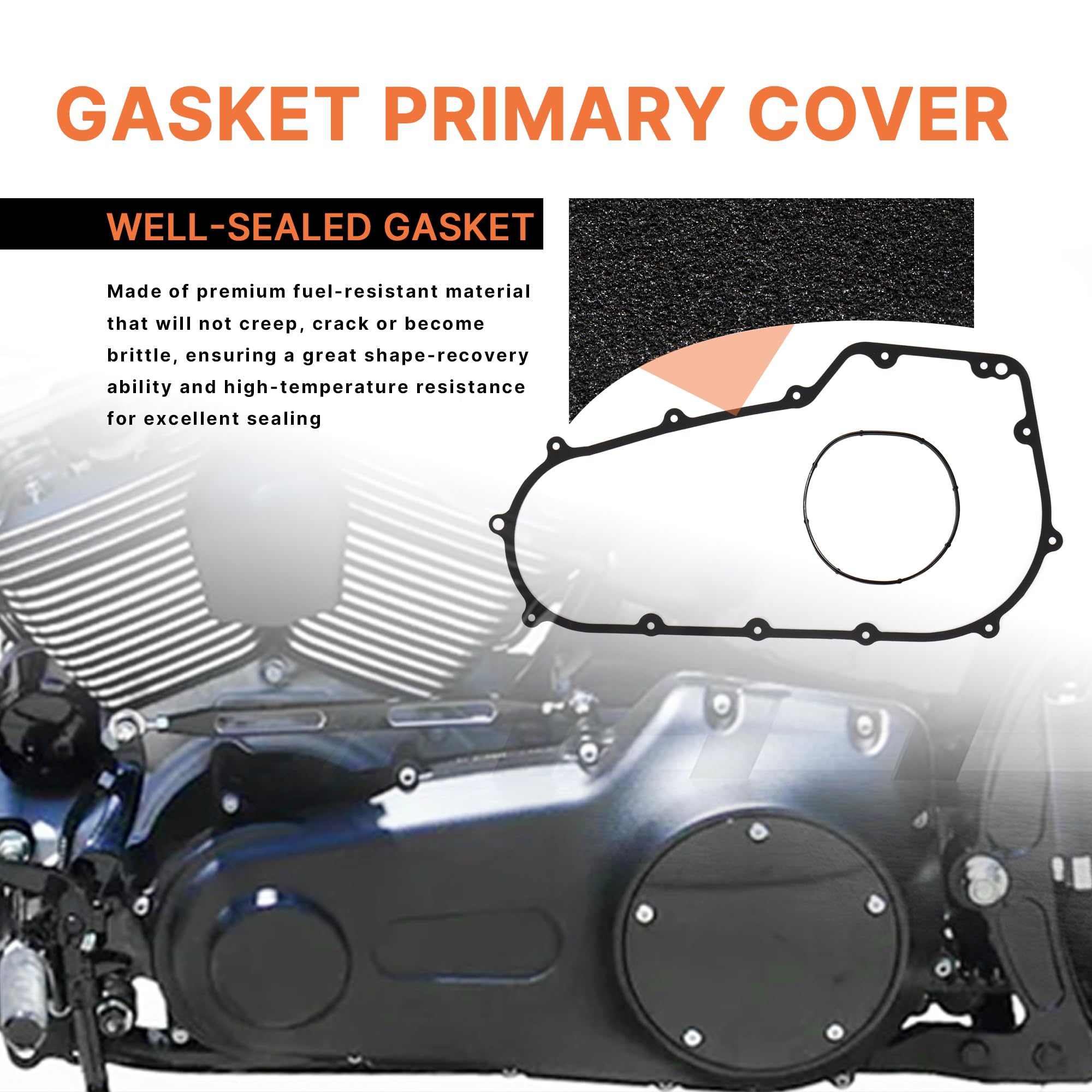 Prewired 2006-2017 Softail & Dyna Primary Gasket Kit Clutch Cover Seal for Harley 2007-2017 Softail and 2006-2017 Dyna FXD Models, 2 PCS