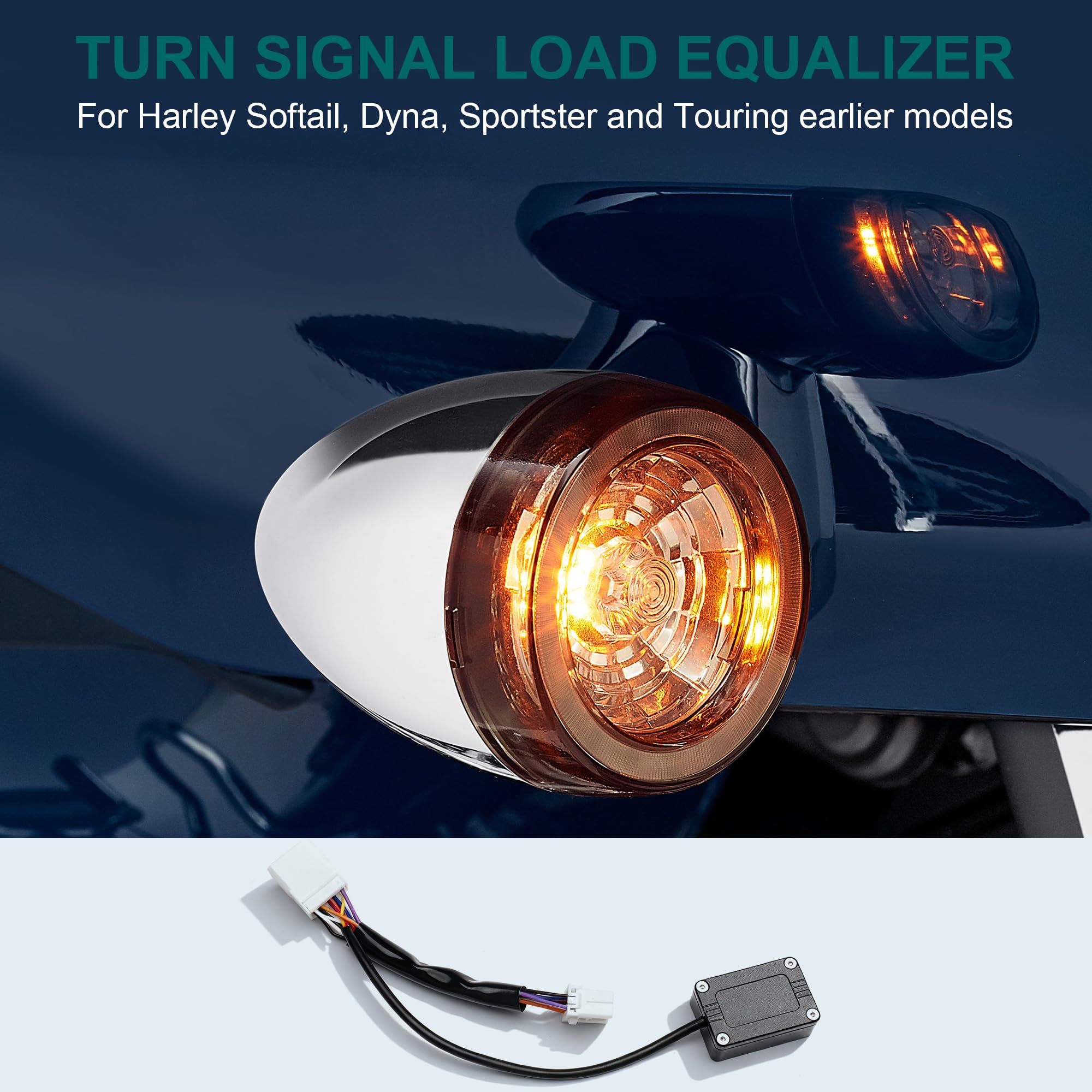 MoKitDora Load Equalizer Resistor Plug and Play Stabilizer Controller for Harley 1996-2013 Touring Electra Road Street Glide King Softail Dyna Sportster Fixes LED Turn Signlal Lights Blinker Issues