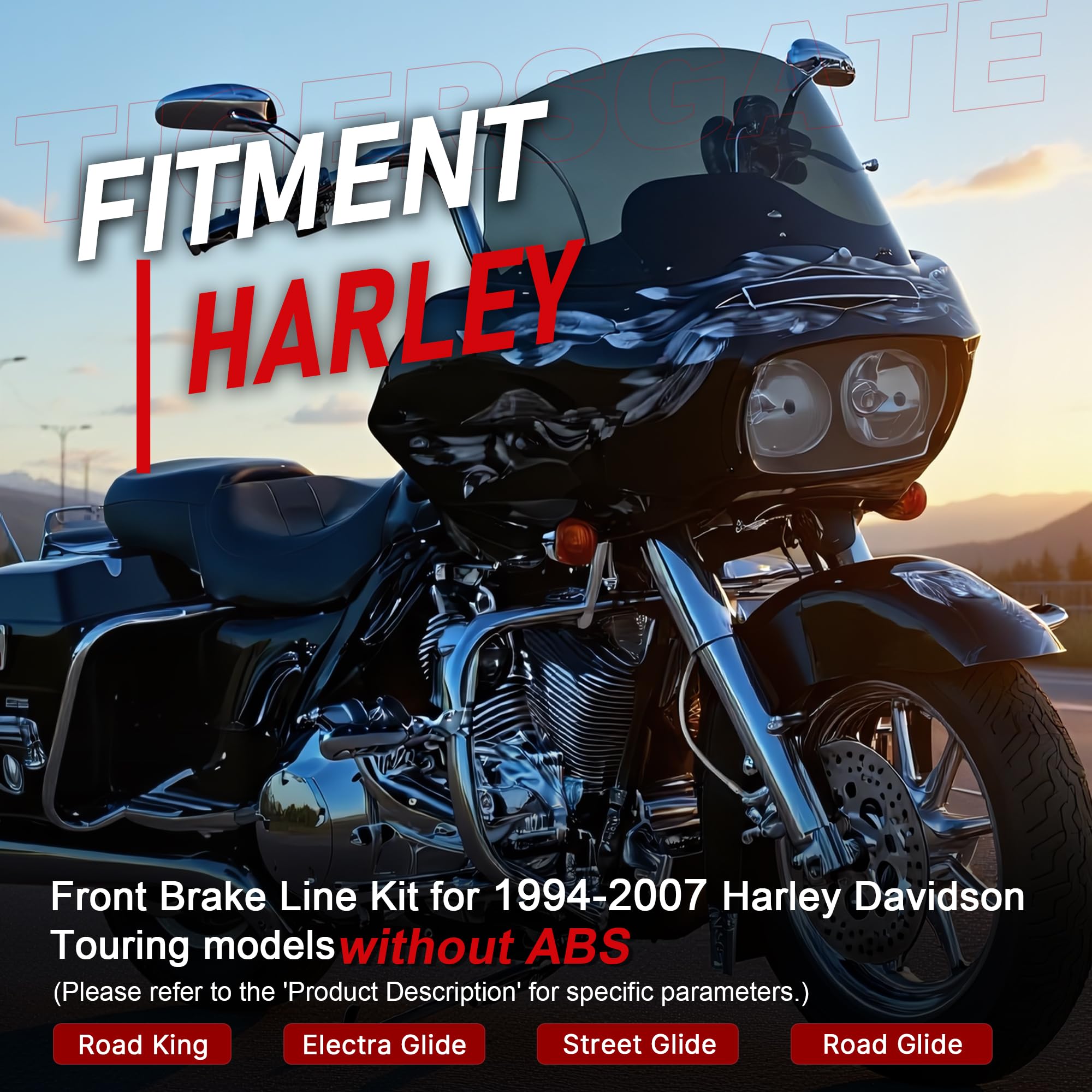 TIGERSGATE 12/14/16 inch Touring Ape hanger Extension Brake Line No/ABS for 1994-2007 Harley Road Glide Street Glide Road King Electra Glide No ABS