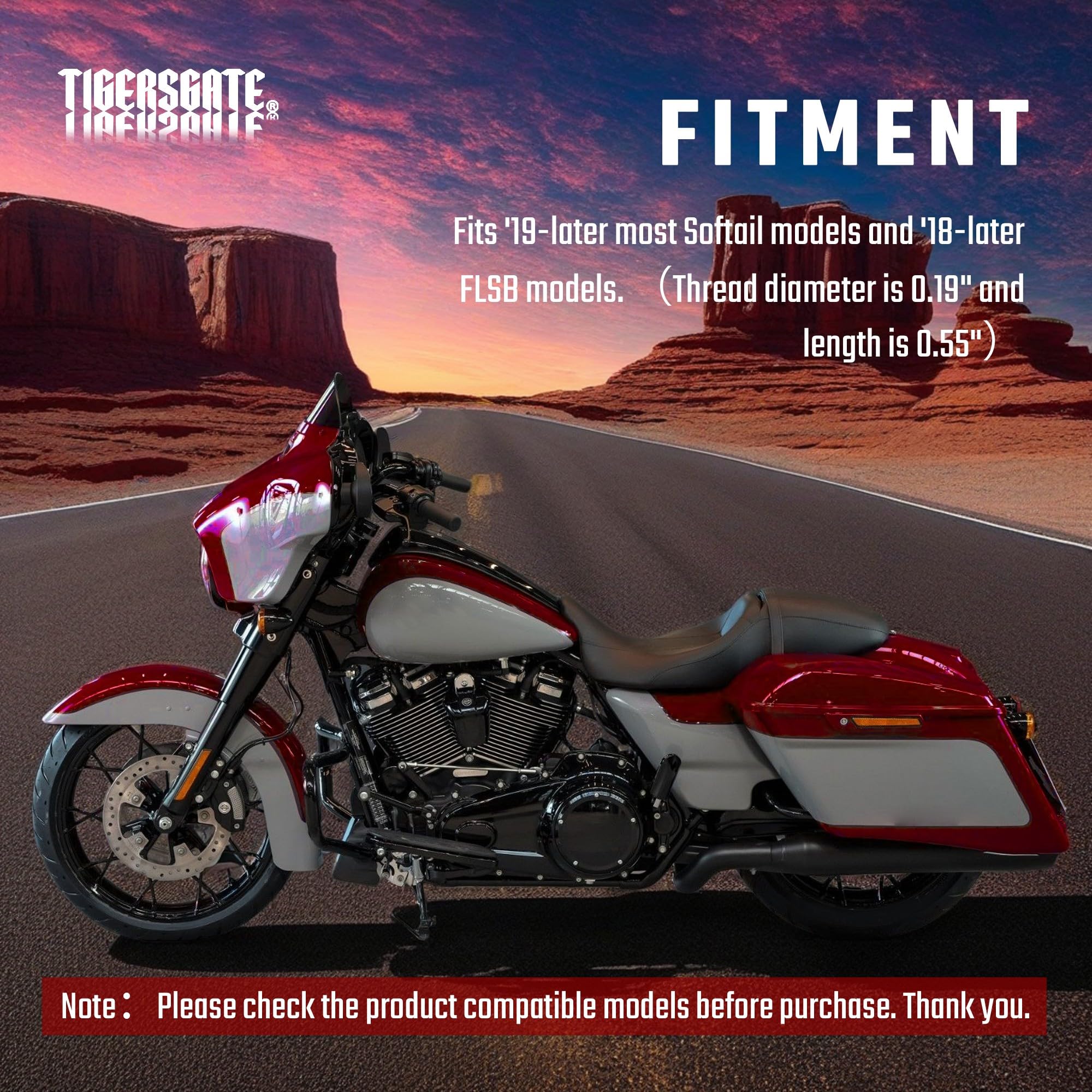 TIGERSGATE Derby Cover Hardware Bolt Kit for '19-Later Softail and '18-Later FLSB Sport Glide Models.