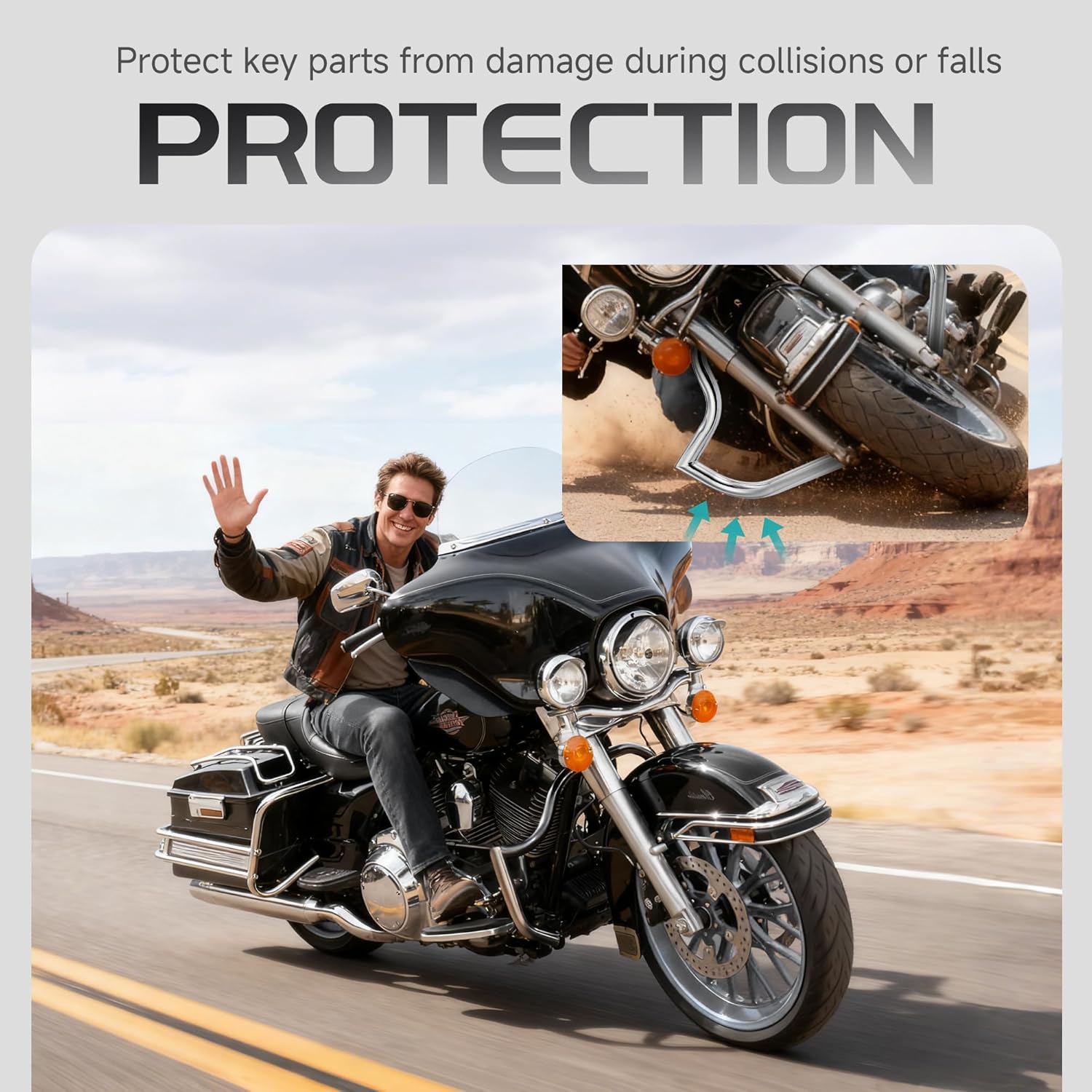 MoKitDora Meathook or Mustache Engine Guard Highway Crash Bar 1.5