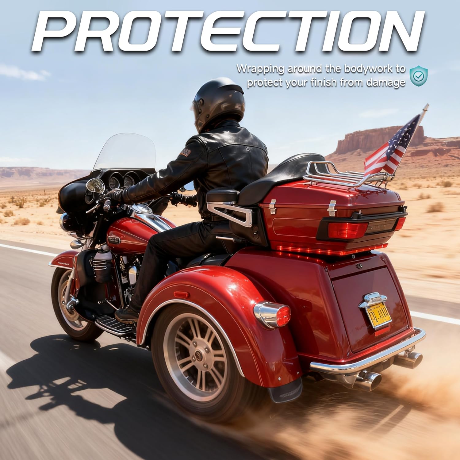 MoKitDora Trunk Guard Rear Bumper Crash Bar Protector for 2009-later Harley Trike Tri Glide Ultra, Road Glide 3 models, Chrome