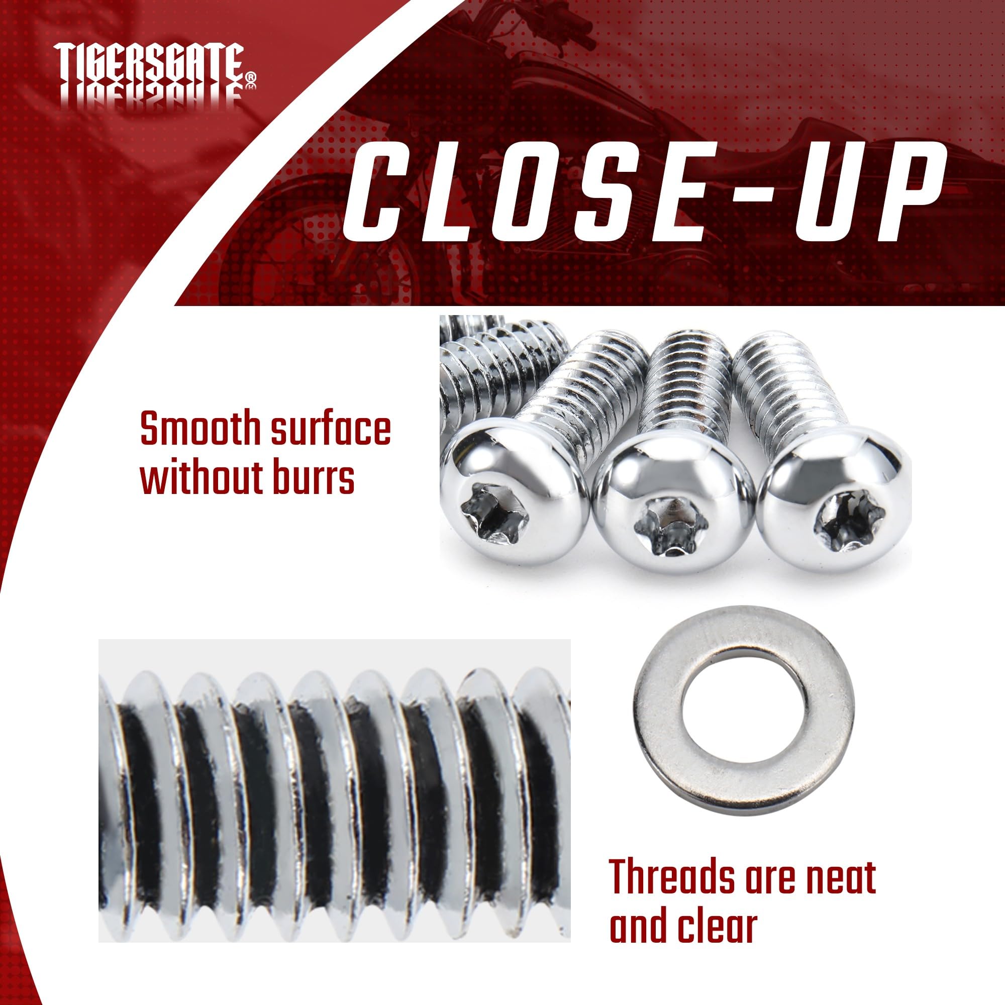 TIGERSAGTE Derby Cover Hardware Bolt Kit for 2008-Up Touring and Trike & 2006-2017 Dyna, 2008-2018 Softail (Except Sport Glide) Models