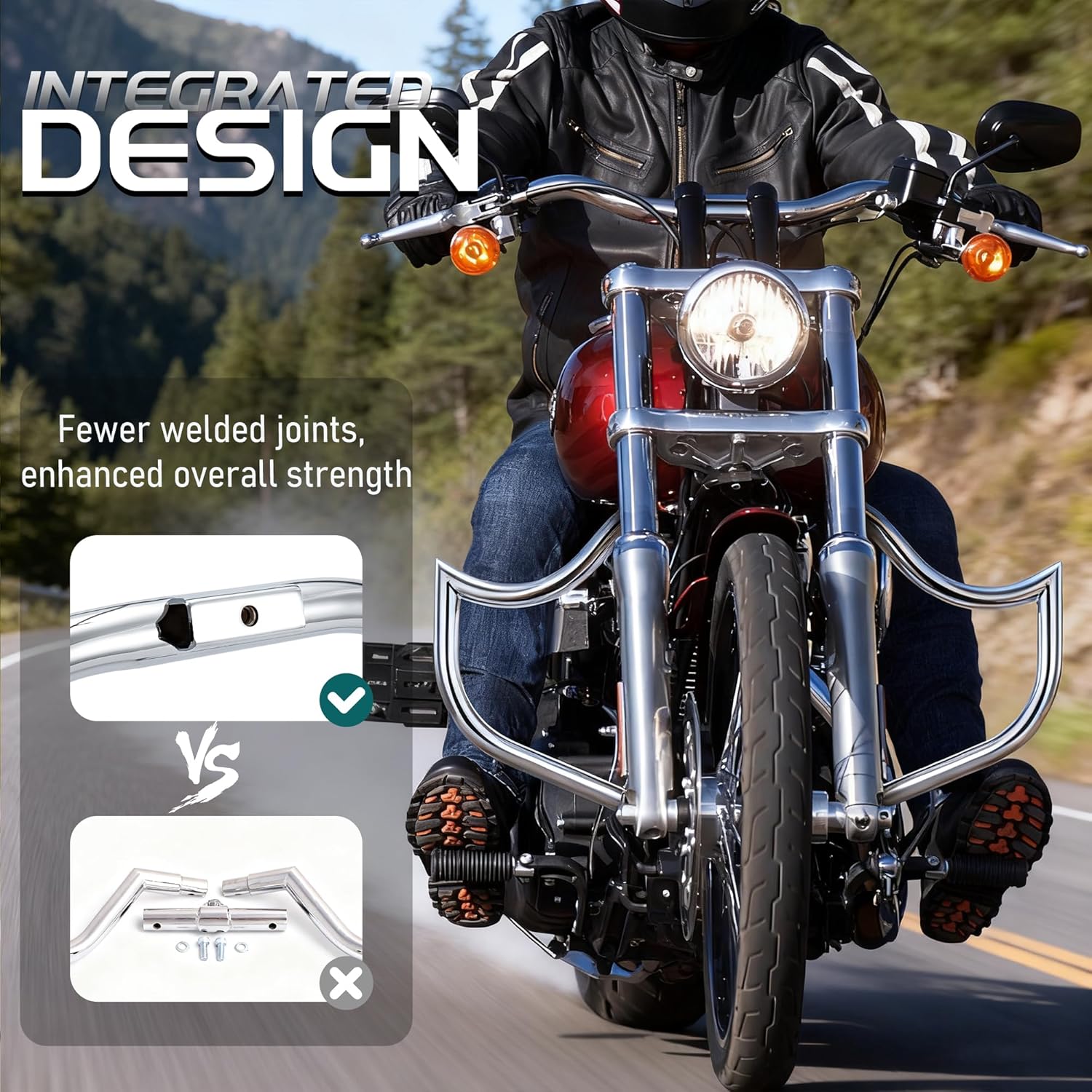 MoKitDora Dyna Meathook or Mustache Engine Guard Highway Crash Bar 1.5