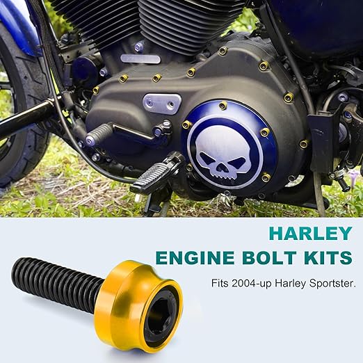 MoKitDora Engine Bolt & Head Toppers Caps Bolt Covers Hardware Full Kit for 2004-later Harley Sportster