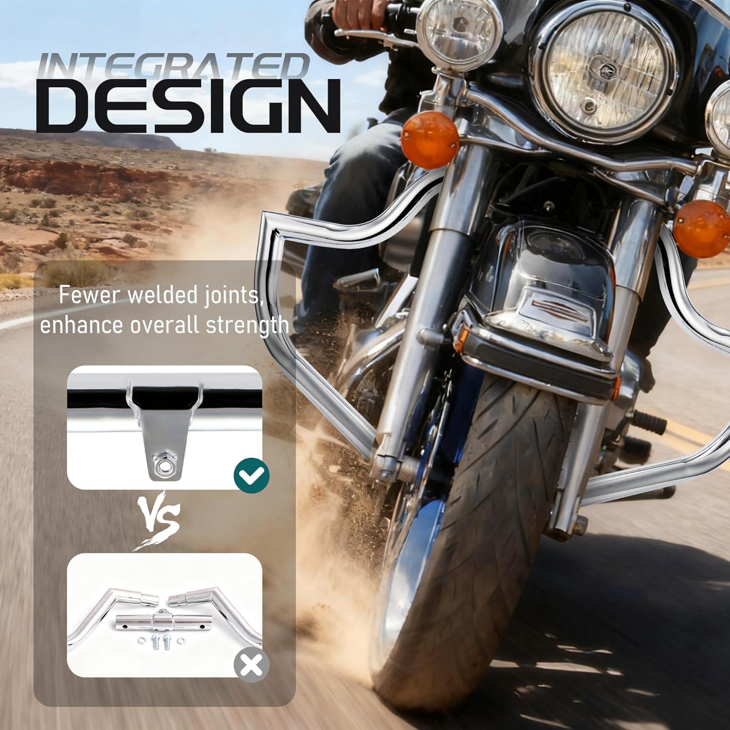 MoKitDora Meathook or Mustache Engine Guard Highway Crash Bar 1.5