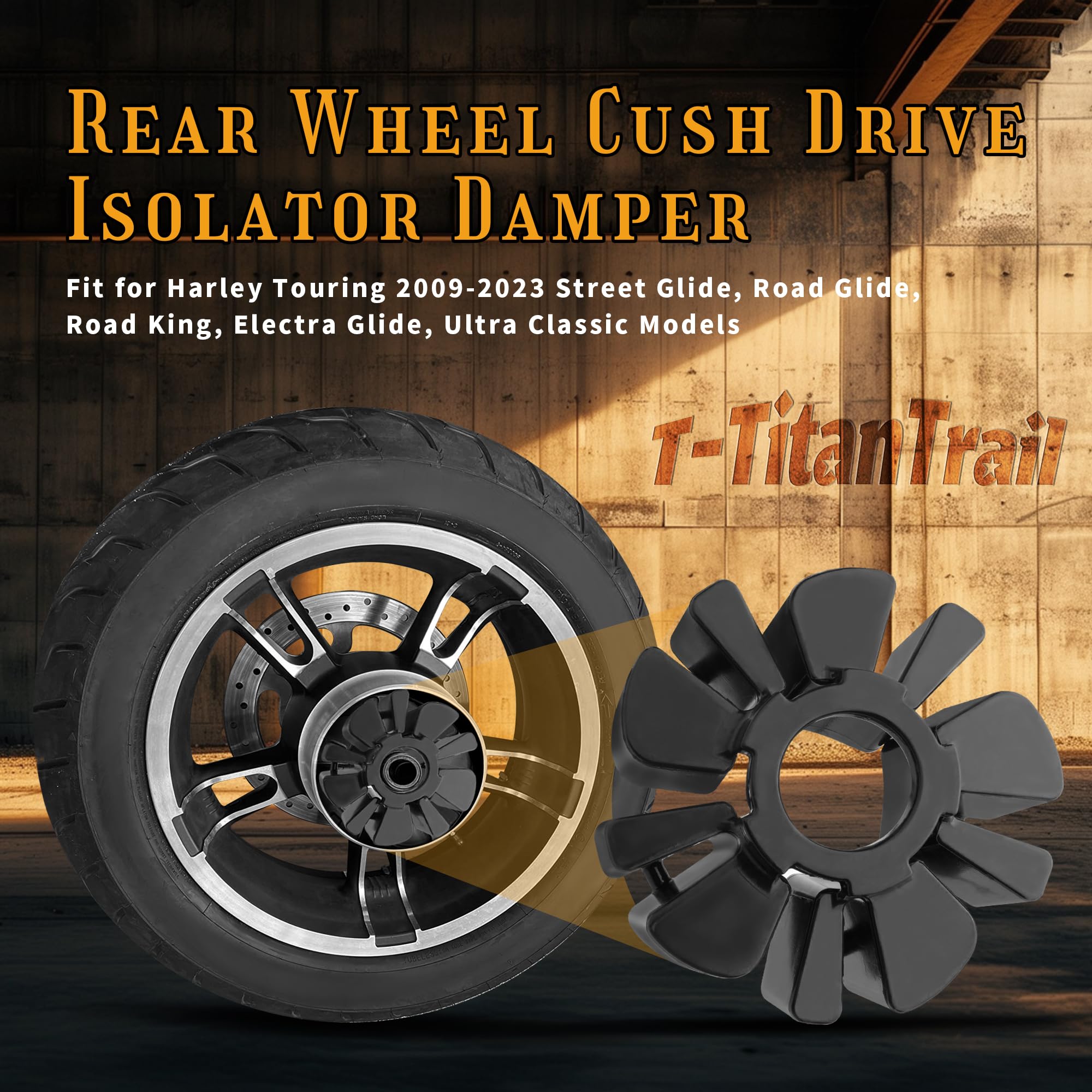 Cush Drive Isolator Dampener for Harley Touring 2009-2023 Street Glide Road Glide Road King Electra Glide Ultra Classic Rear Wheel Hub, Rubber Material, Black Color