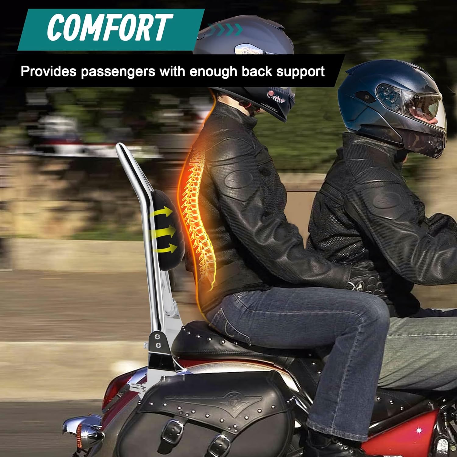 MoKitDora Sissy Bar 26" Passenger Meathook Backrest for Harley 2018-UP Softail Low Rider Sport Glide FLSB FXLR FXLRS FXLRST FXRST, Chrome