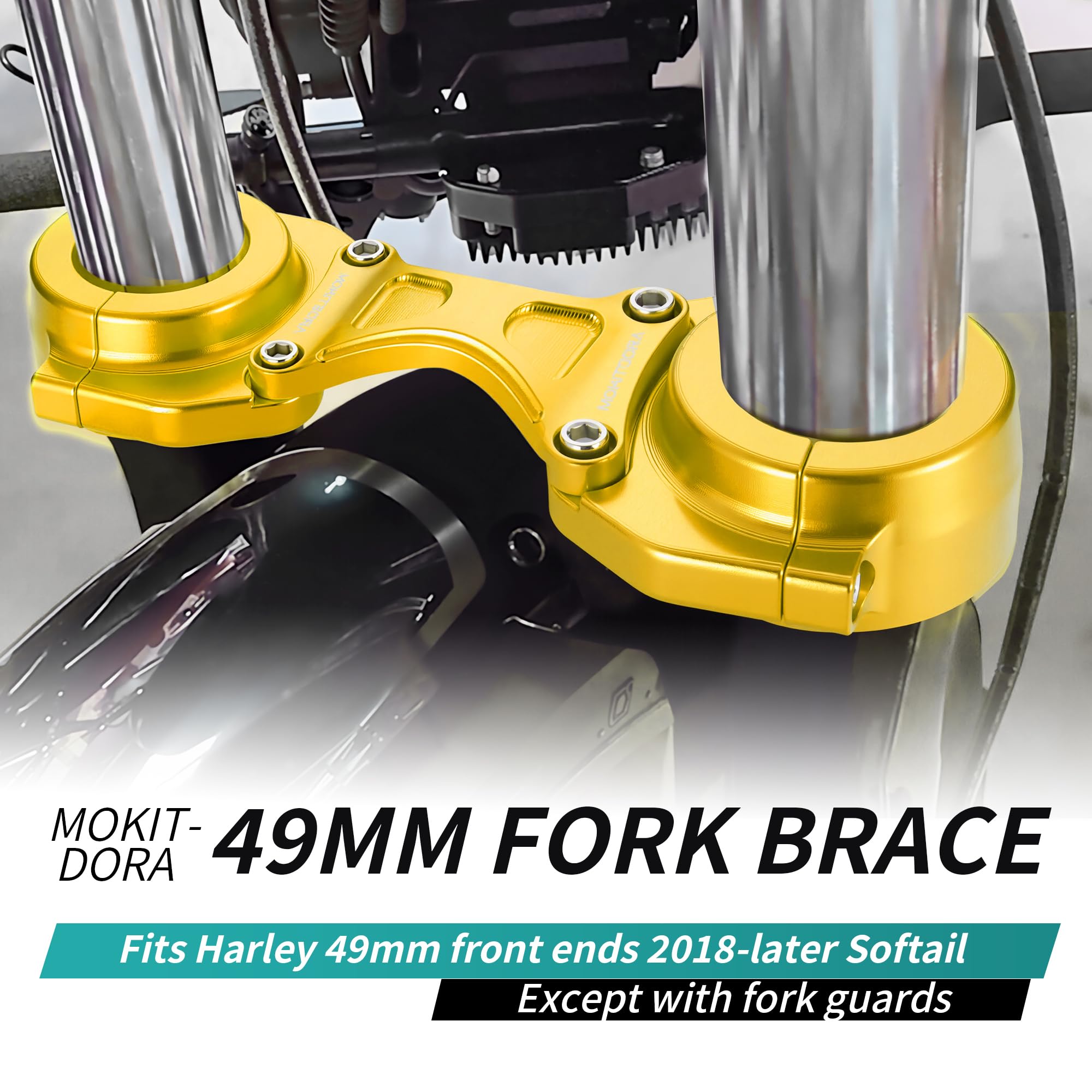 MoKitDora 49mm Front Fork Brace for Harley 2018-later Softail Low Rider FXLR Street Bob FXBB Standard FXST Models