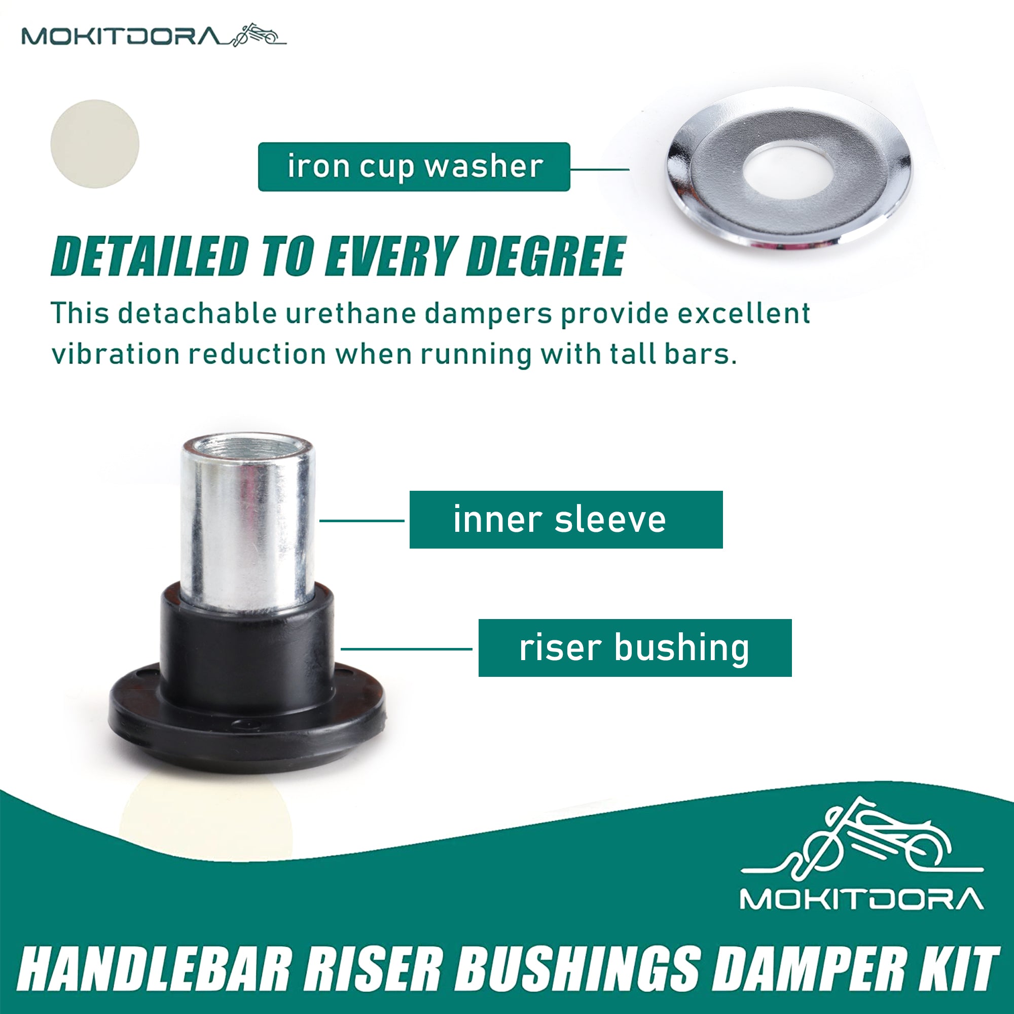 MoKitDora Handlebar Riser Bushings Damper Kit for 1983-up Harley Touring Road King Electra Street Glide FLHR FLTR FLHX FLHT & 2018-up Softail Deluxe Breakout Heritage Street Bob Fat Boy Low Rider