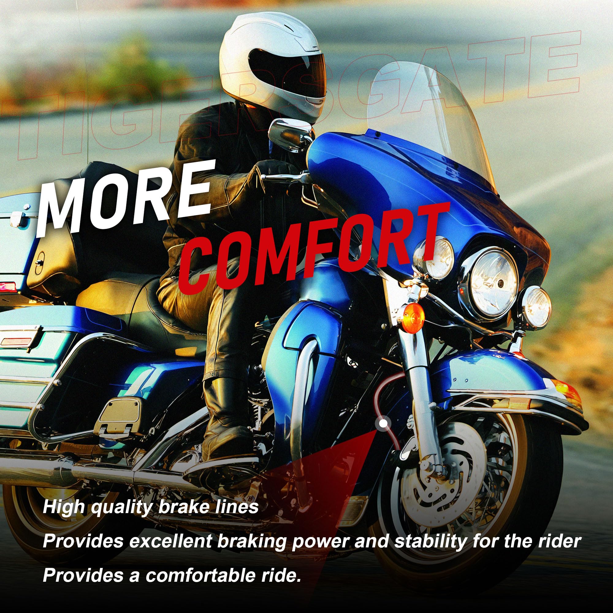 TIGERSGATE 12/14/16 inch Touring Ape hanger Extension Brake Line No/ABS for 1994-2007 Harley Road Glide Street Glide Road King Electra Glide No ABS