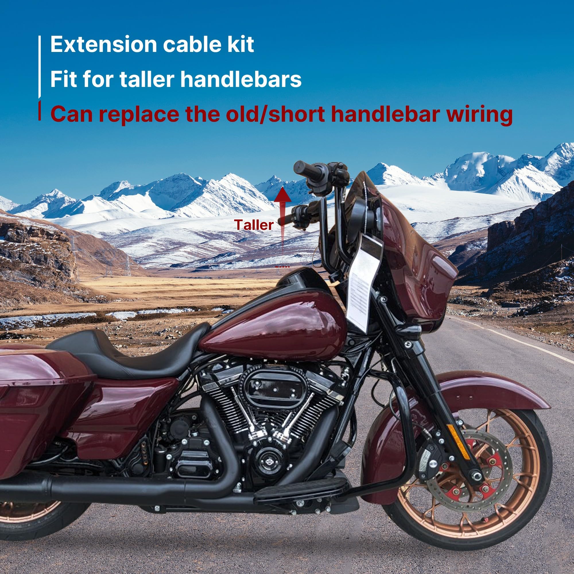 TIGERSGATE 2000-2006 Touring No ABS 12/14/16 inch Ape Hangers Cables Kit Extended Clutch Cable & Throttle & Idle Cables & Brake Line & CAN-Bus Extension Wire
