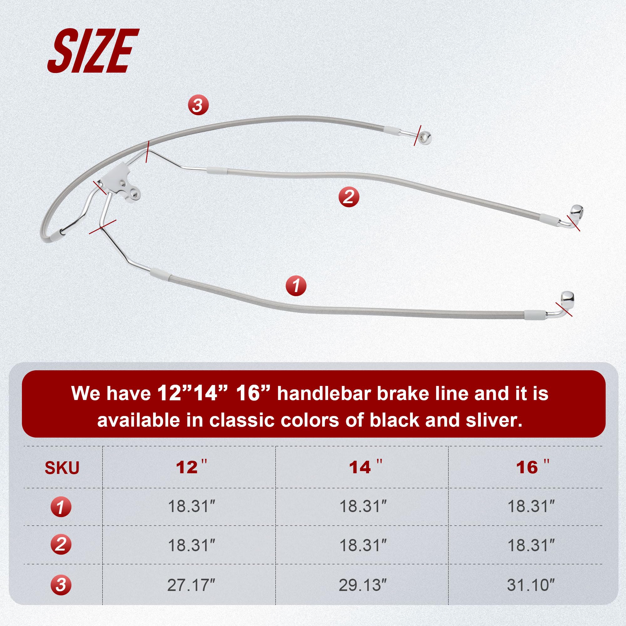 TIGERSGATE 12/14/16 inch Touring Ape hanger Extension Brake Line No/ABS for 1994-2007 Harley Road Glide Street Glide Road King Electra Glide No ABS