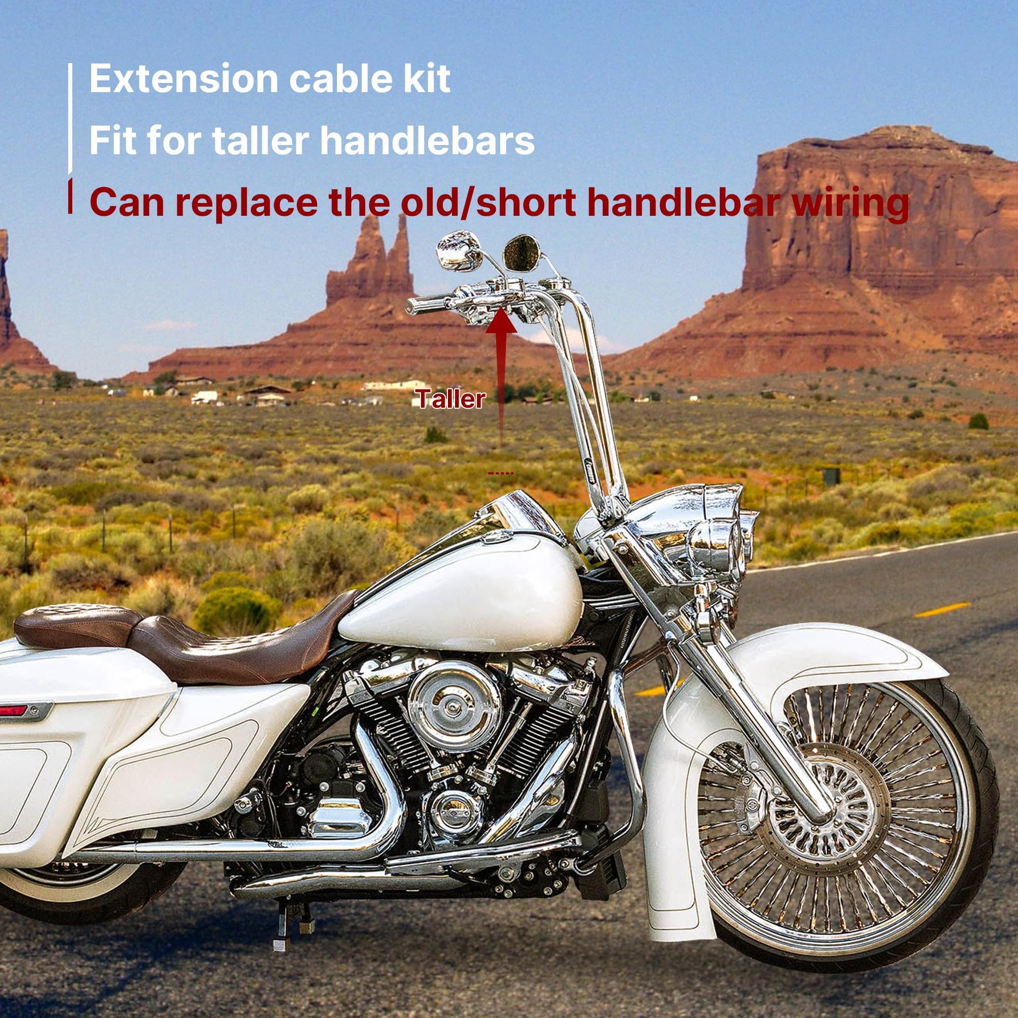 TIGERSGATE 2000-2006 Touring No ABS 12/14/16 inch Ape Hangers Cables Kit Extended Clutch Cable & Throttle & Idle Cables & Brake Line & CAN-Bus Extension Wire