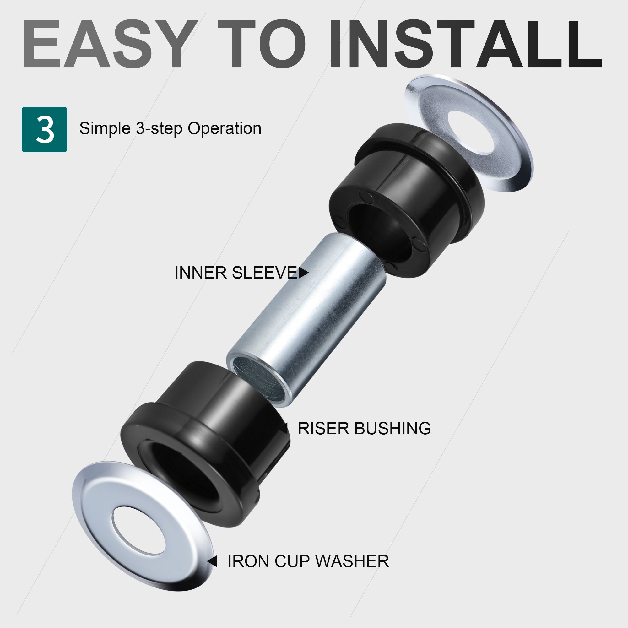 The handlebar riser is easy to install. Only simple 3-step Operation.