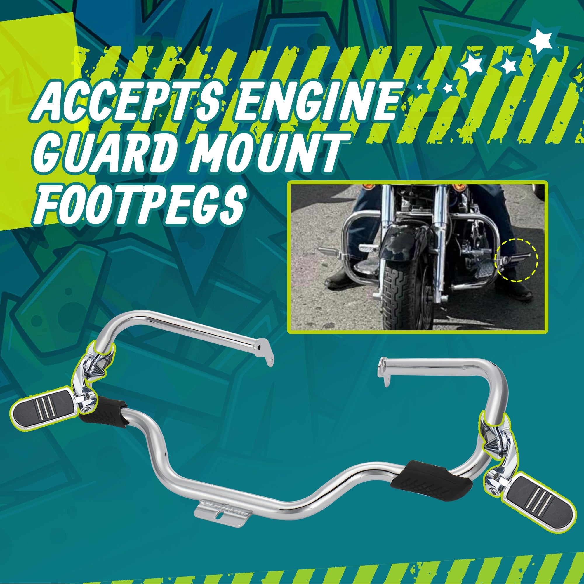 accepts engine guard mount footpegs, Fitting for Harley Softail 2000-2017 FL Heritage Classic Deluxe Fat Boy FLSTF Models