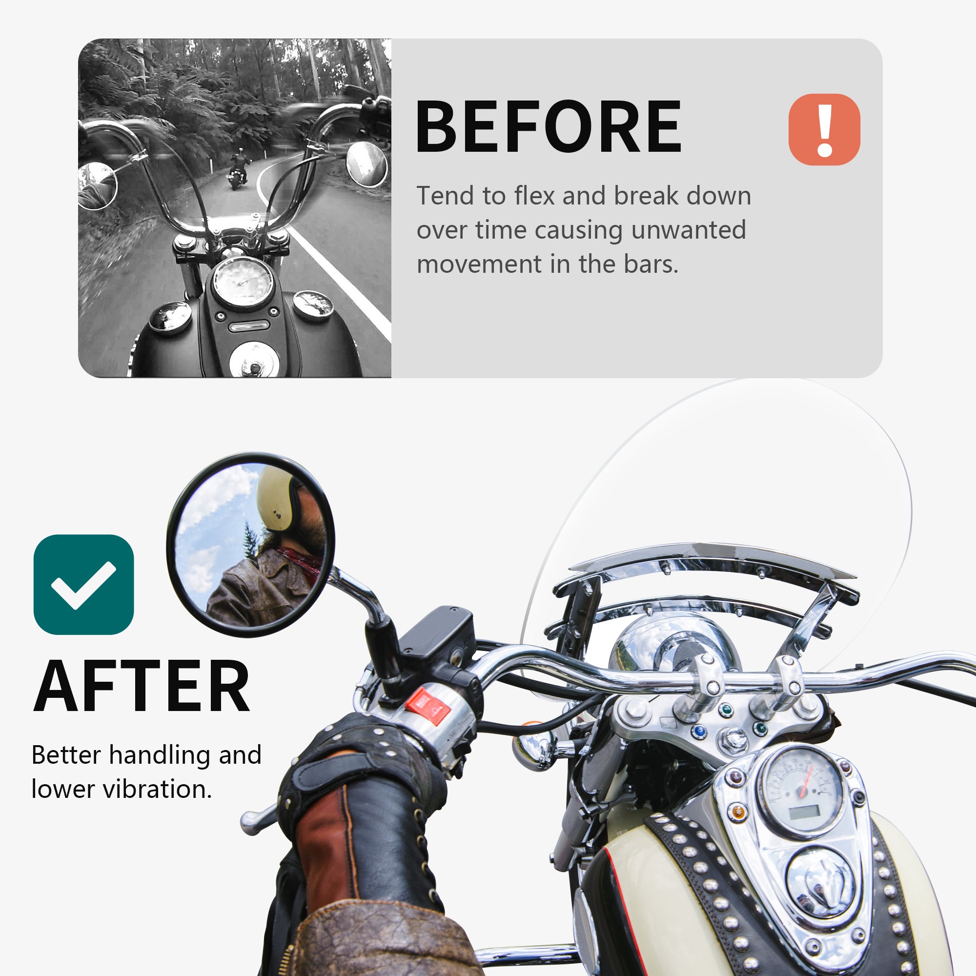 afte and before installation. the handlebar riser makes your bike  perfect.