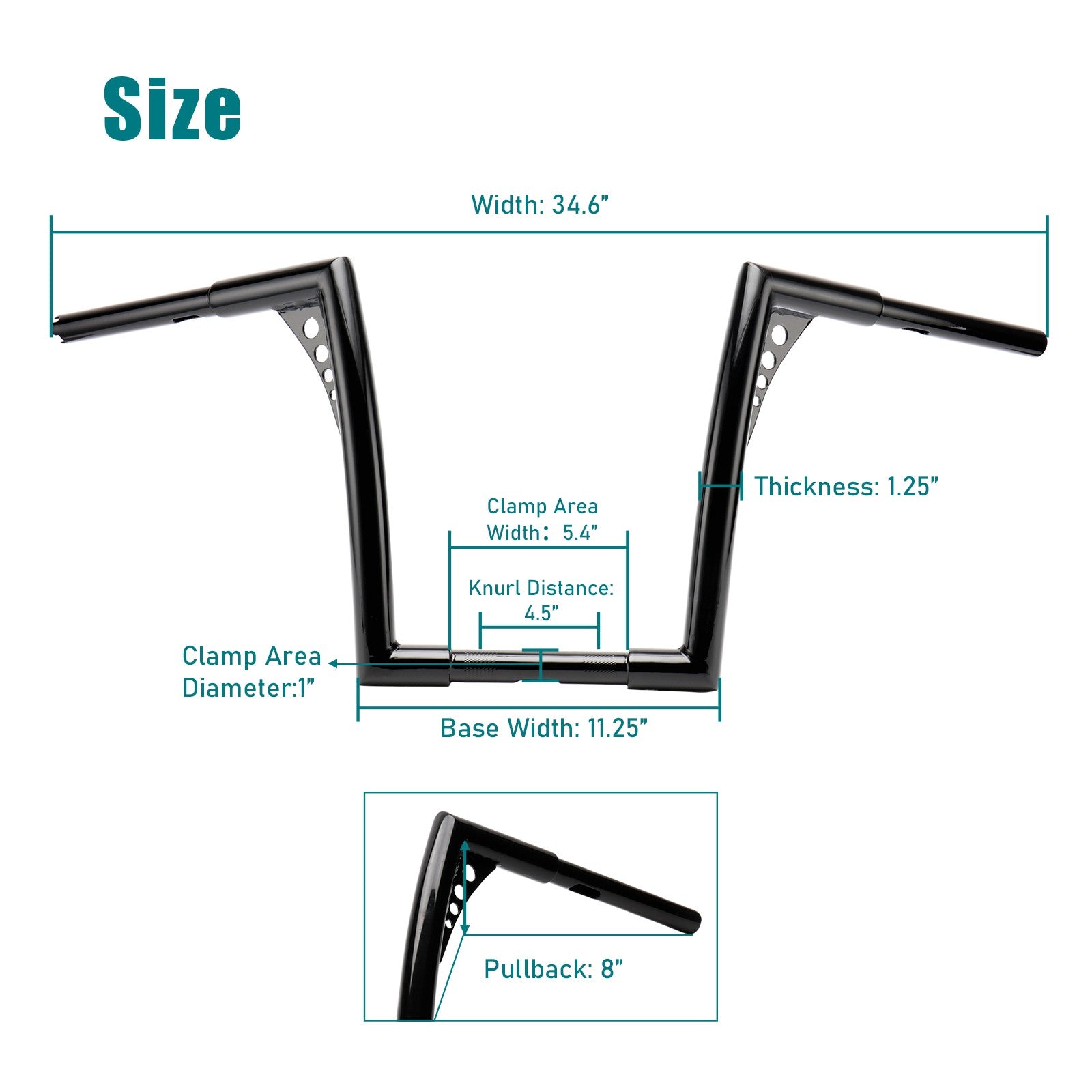 the detail size of MoKitDora Handlebar: 34.6
